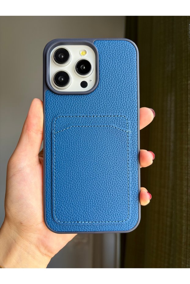 Leather-look phone case with built-in card holder compatible with iphone 16 pro max