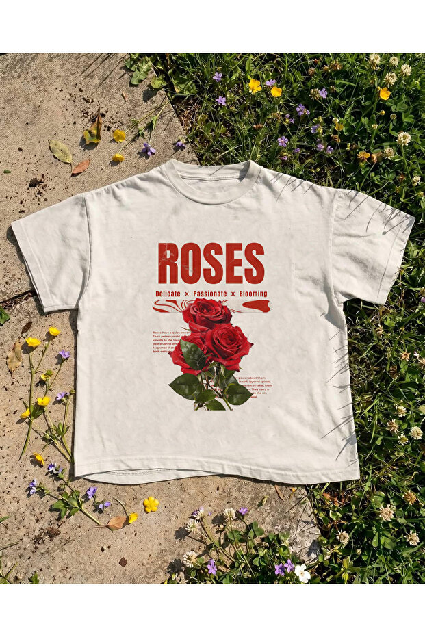 Roses Printed Unisex Oversize T-Shirt