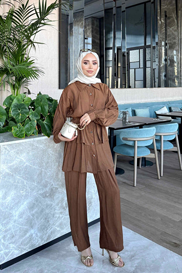 Camel Tunic Trouser Suit