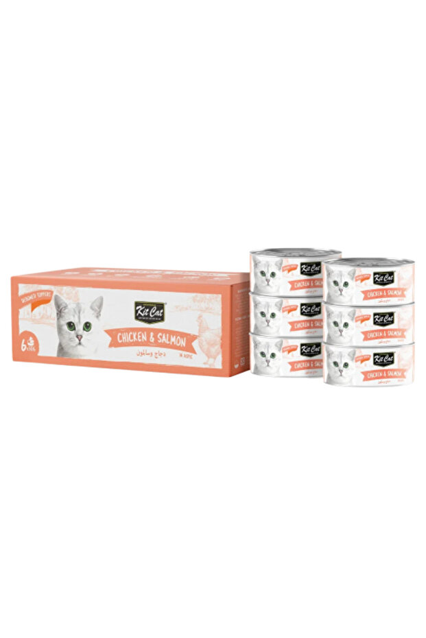 Multi-Pack Boneless Chicken with Salmon 6x50gكت كات علب متعددة دجاج منزوع العظم مع السلمون