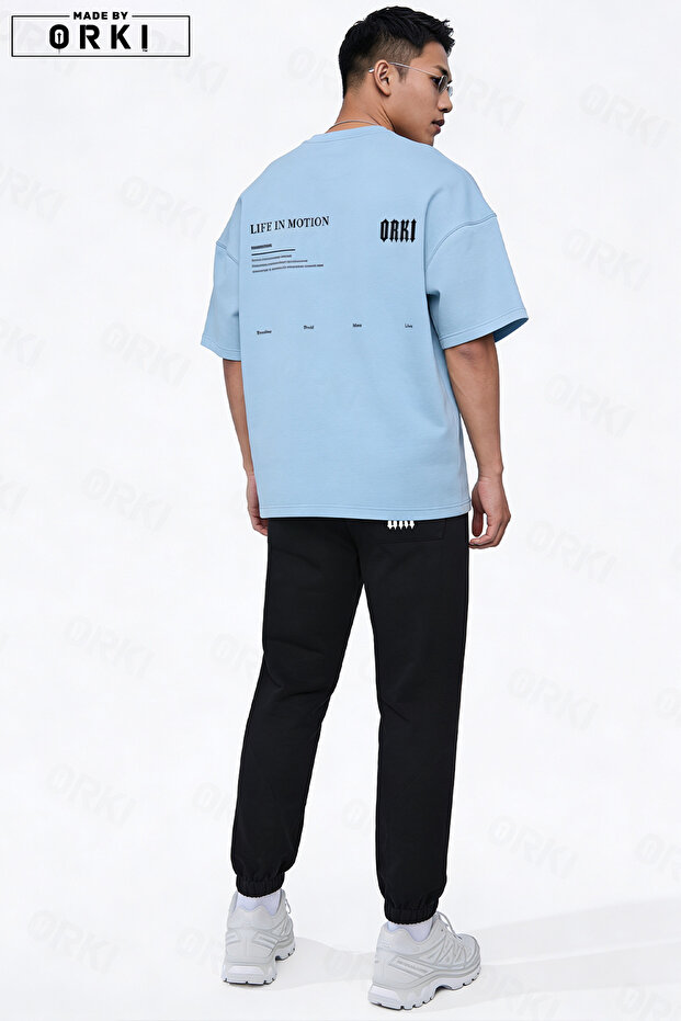 Life on the Go Printed Large Size Unisex T-Shirt Tracksuit Set