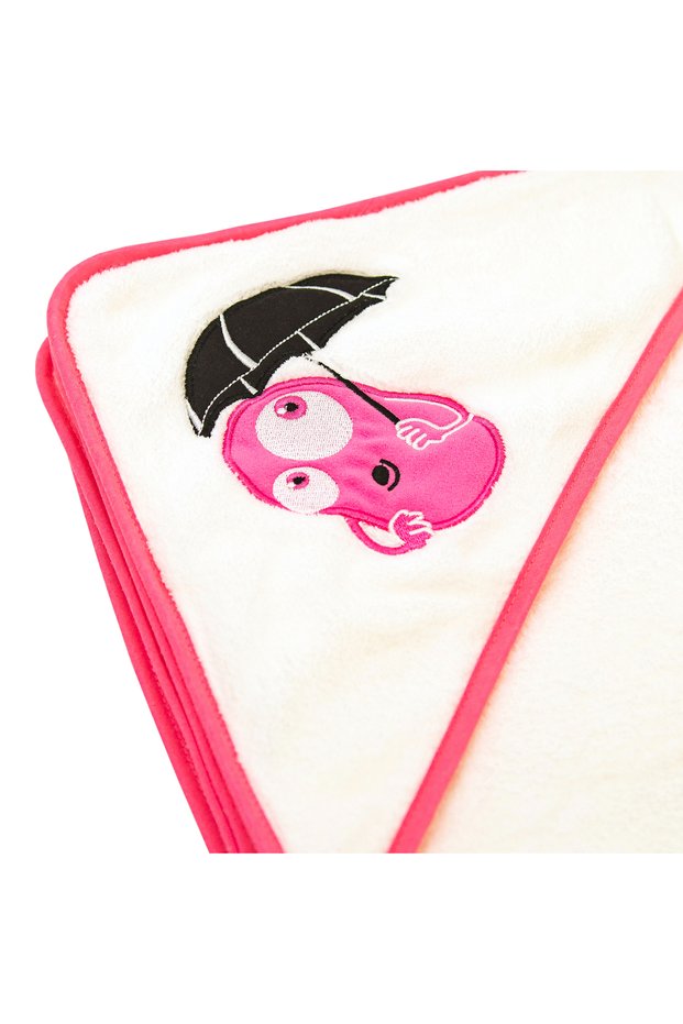 Green Fiber & Totty Cornered Baby Towel, White with Pink Edges