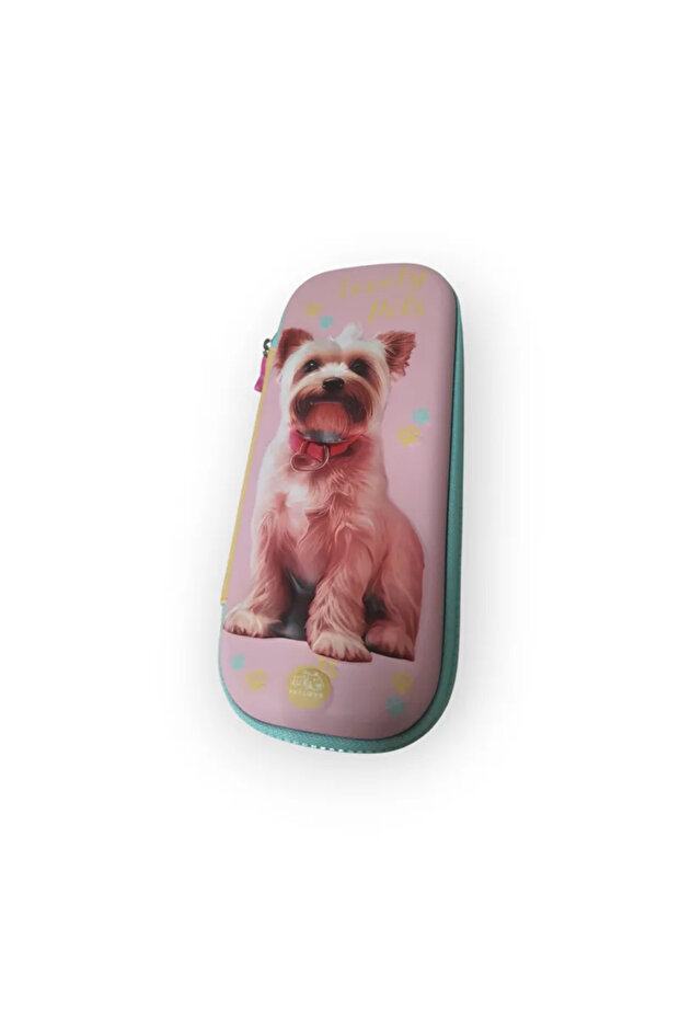 Pencil Case with Zipper Embossed Dog Pattern