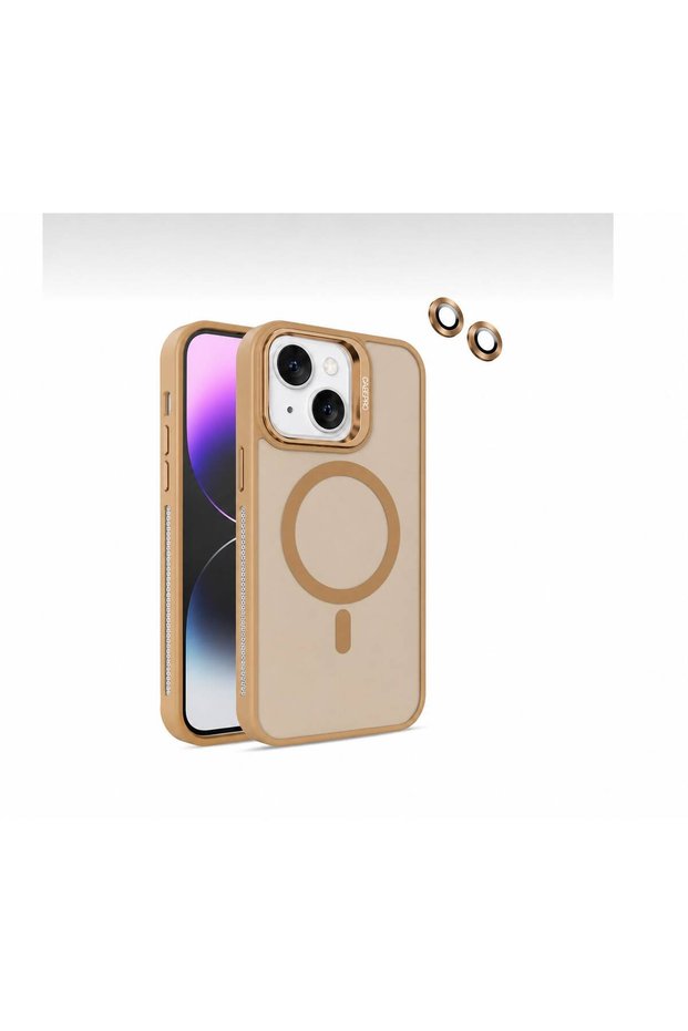 iPhone 14 Plus/ 15 Plus Compatible Magsafe Lens Protection Gift Case + Phone Back Cover with Metal Stand Feature