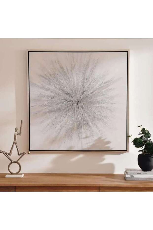 Supernova Framed Canvas Art 100x100cm - Silver