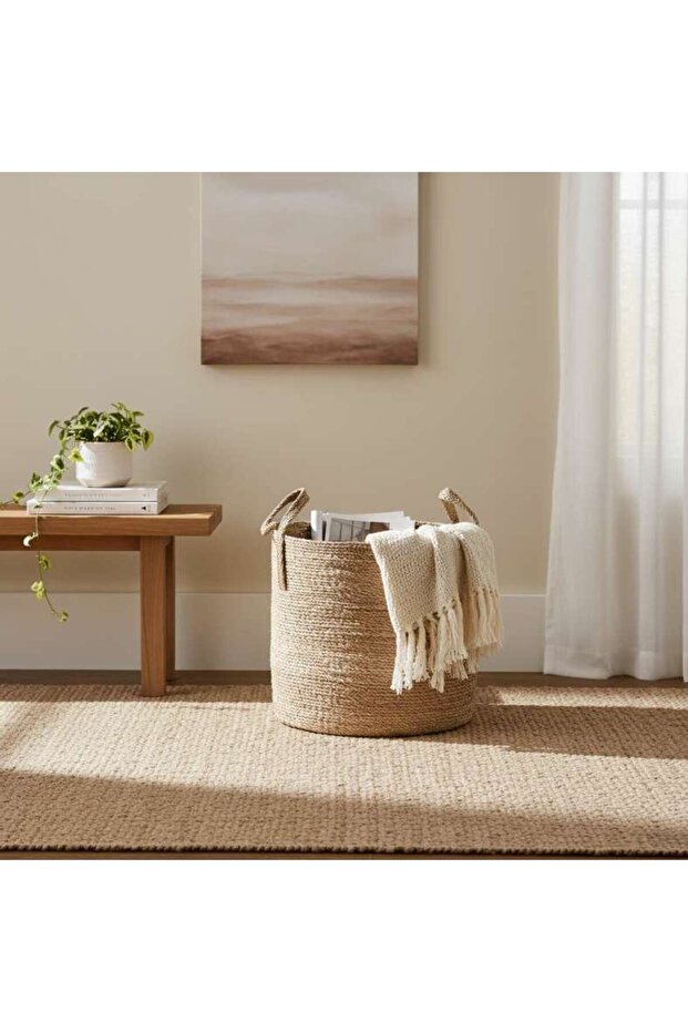 Cyndy Decorative Basket With Handle Dia35x35cm - Natural