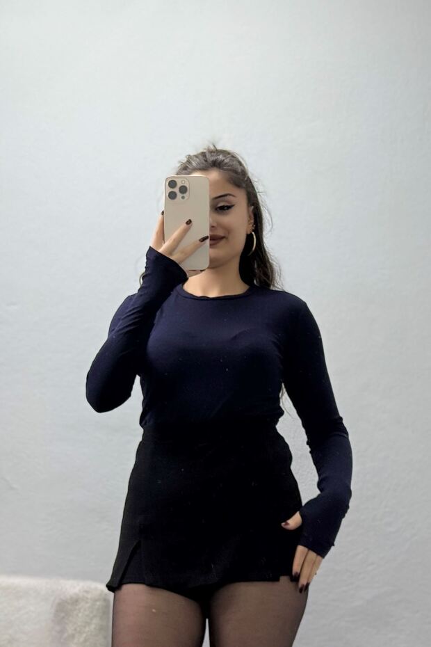 Women's Crew Neck Viscose Bodysuit Navy Blue