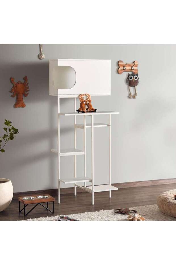 Bama Cat Tree Pet Furniture Melamine - Natural & Black