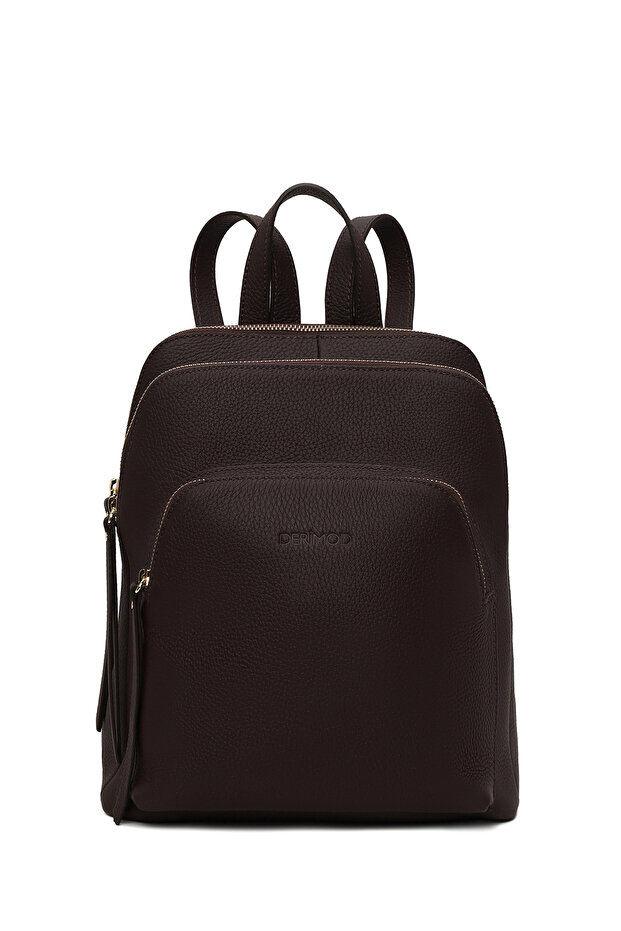 Women's Brown Leather Backpack 26Pbd2355Ft