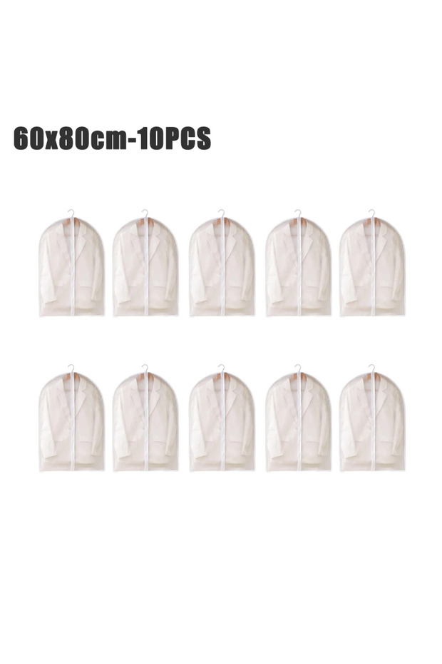 60x80cm 10PCS 10PCS Clothes Dust Cover Transparent Thickened Washable PEVA Hanging Suit Coat Protect