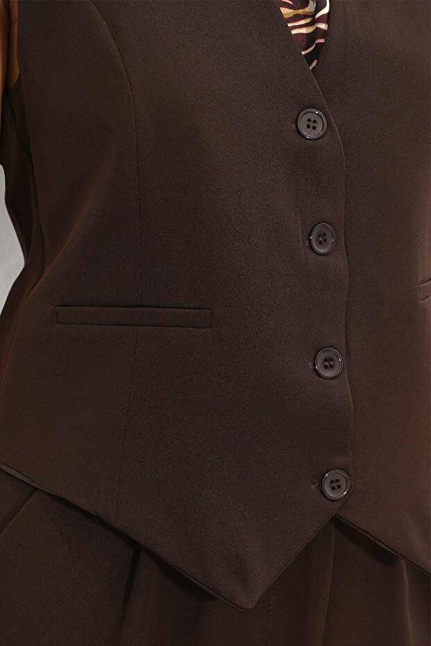 Bdart V-Neck Buttoned Two-Piece Suit - 6