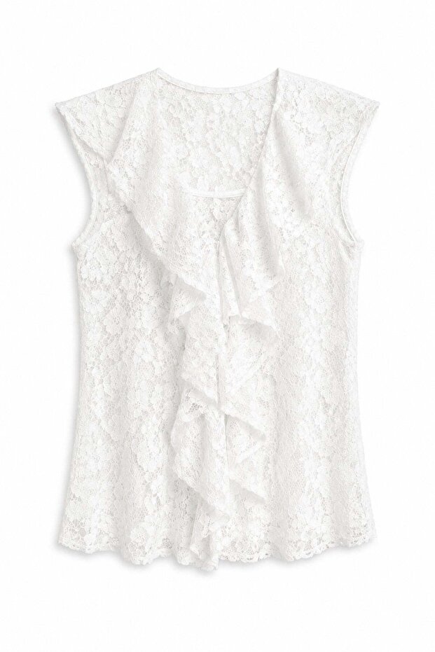 Lasa Front Ruffled Blouse White