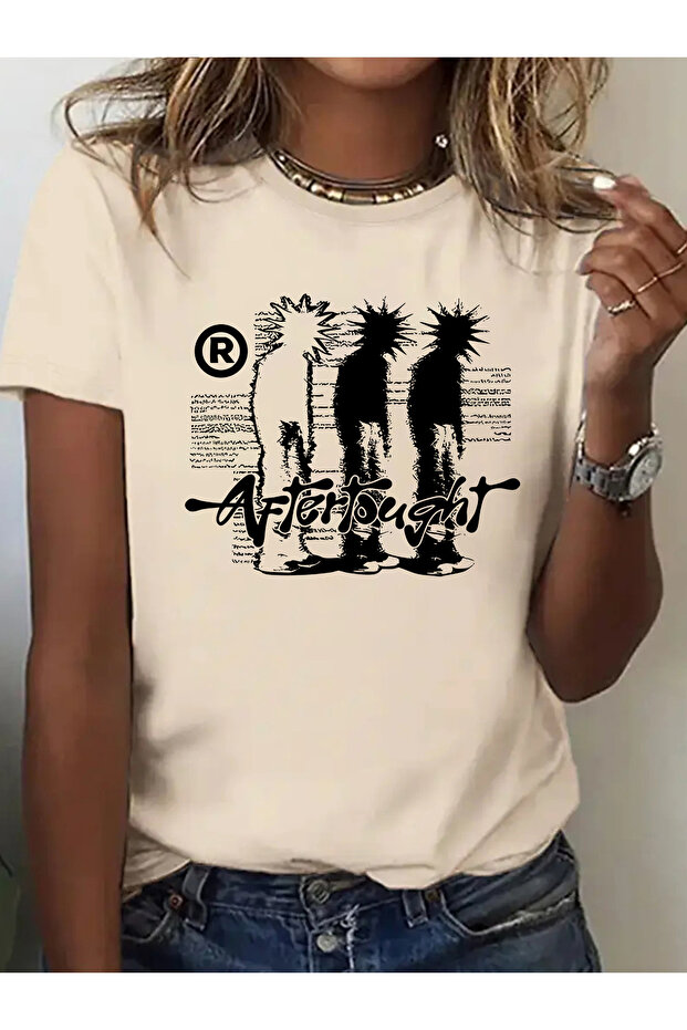 Women's Mix Printed Crew Neck Regular Fit T-Shirt