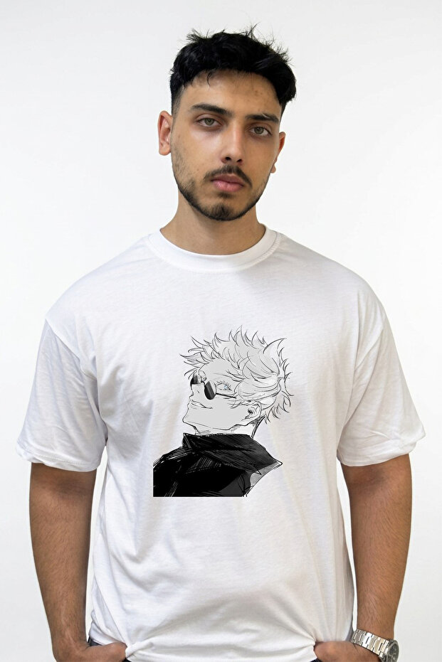 Gojo Satoru_35 Design Printed Oversize White T-Shirt