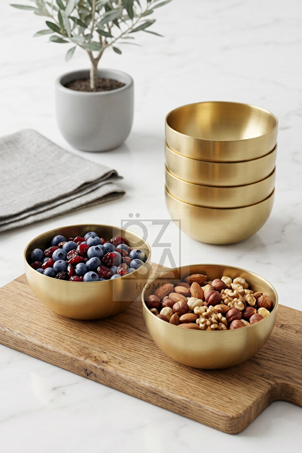 Luna 6-Piece Stainless Steel Tableware Presentation Snack Bowl Breakfast Sauce Bowl Nut Bowl