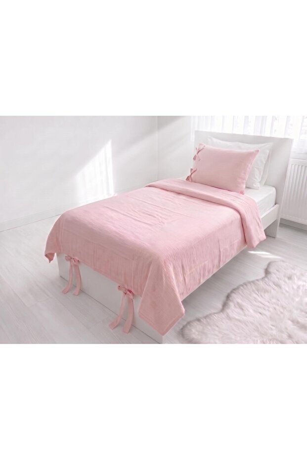 Lıa Single Layer Muslin Duvet Cover Set - Powder