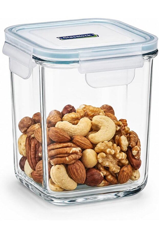 Glass Food Storage Container 920ml, Tall Square Airtight Glass Storage BPA Free Microwave Freezer Safe MCSD-090