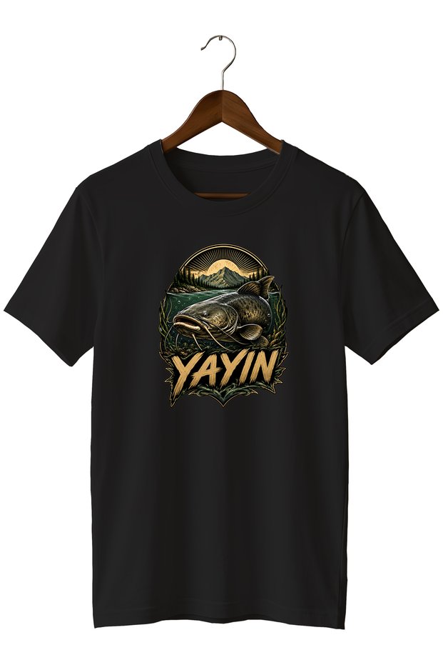 Catfish Printed Unisex T-Shirt Fishing Outdoor Fishing Themed Crew Neck T-Shirt