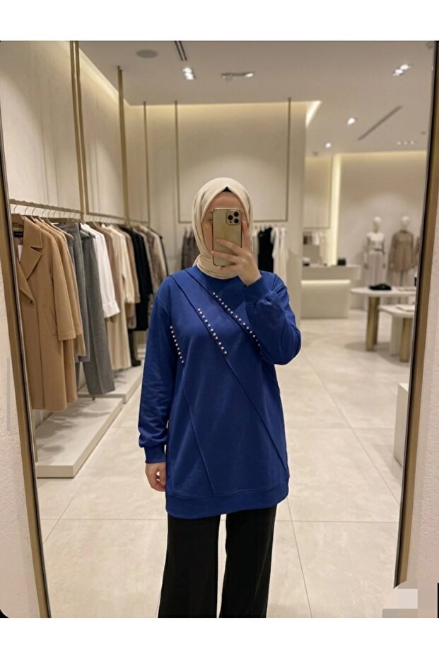 Women's Sequined Hijab Tunic with Pearls