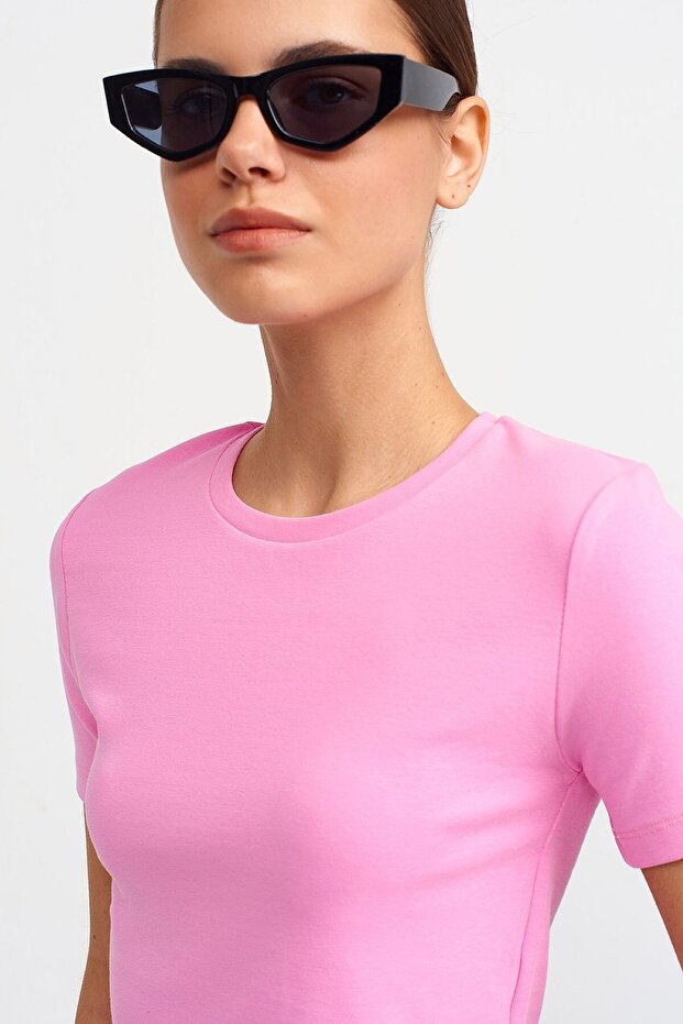 3626 Tricou Crop Basic - Roz - 3