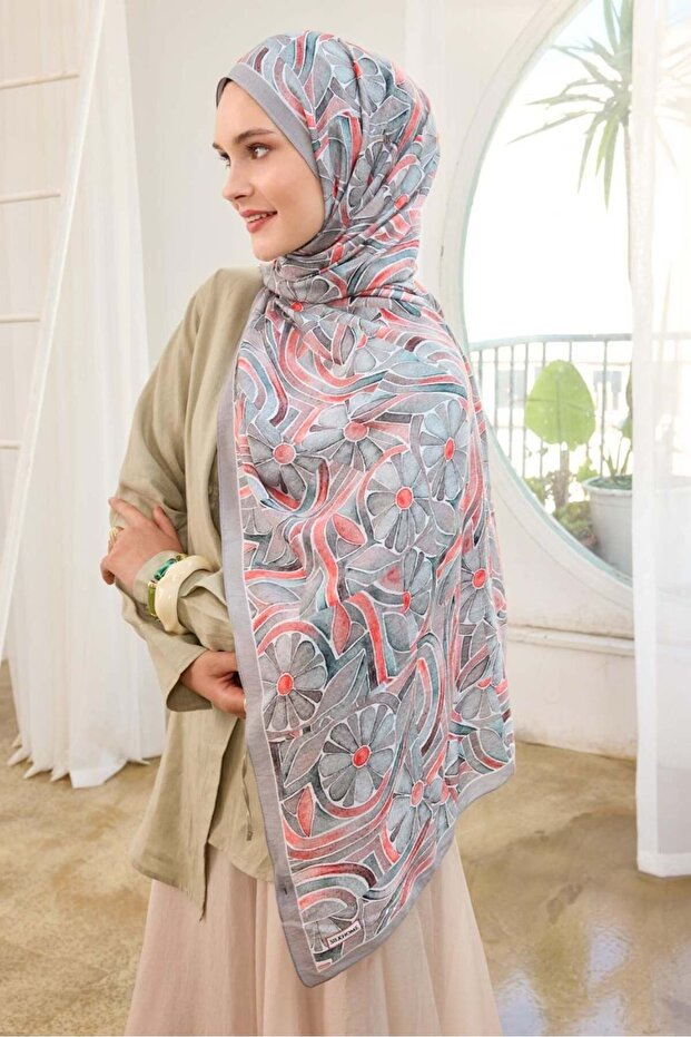 Mayda Şal Ist 81002 - 6 Silver Abstract Pattern