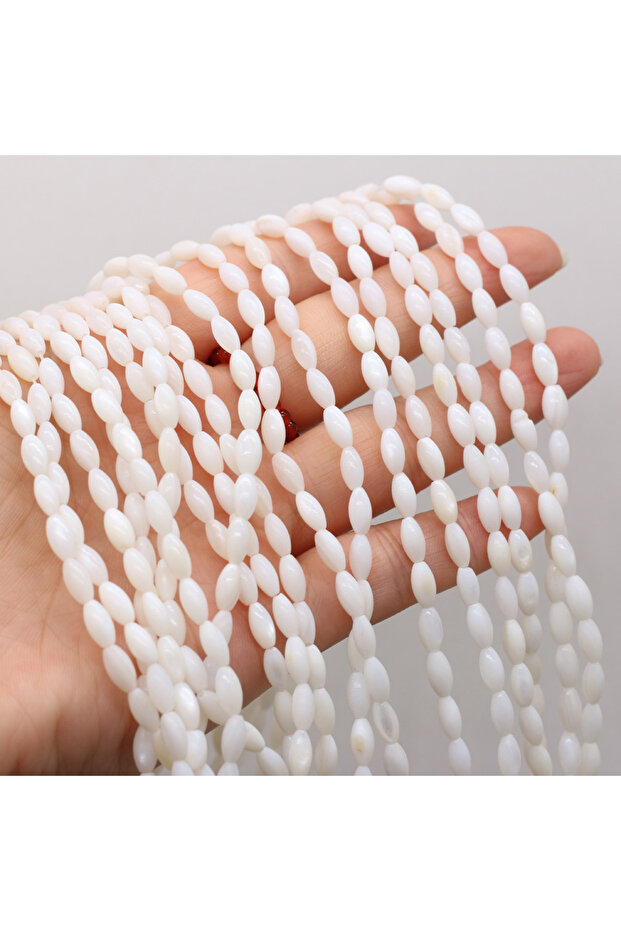 4x8mm White 4x8mm White Rice-shaped Natural Freshwater Shell Semi-finished Beads for Jewelry Making