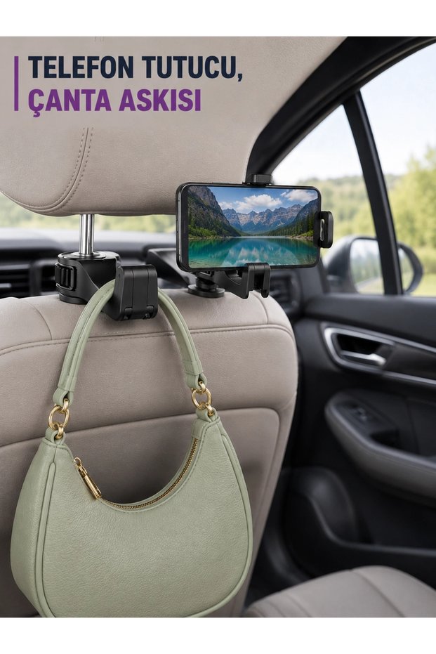 Car Seat Back Phone Holder and Bag Hanger Ati