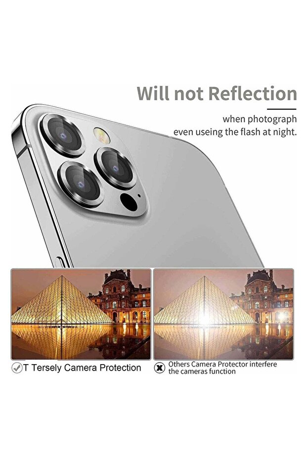 Camera Lens Screen Protector for iphone 15 Pro/iphone 15 Pro Max 2023, 9H Transparent Camera Tempered Glass Grade Protective Cover (Silver)