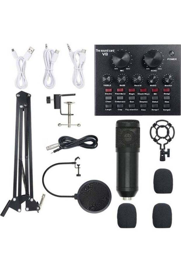 13-Piece Sound Card Professional Studio Broadcasting Microphone Set ANY0067 Multicolour
