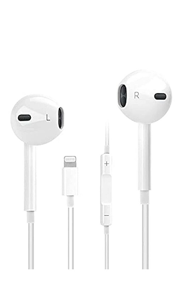 White Lightning Wired Earphones 7/8 Plus/X/XS/XR/11/12 Pro Max | In-Ear Headphones with Built-in Mic & Remote