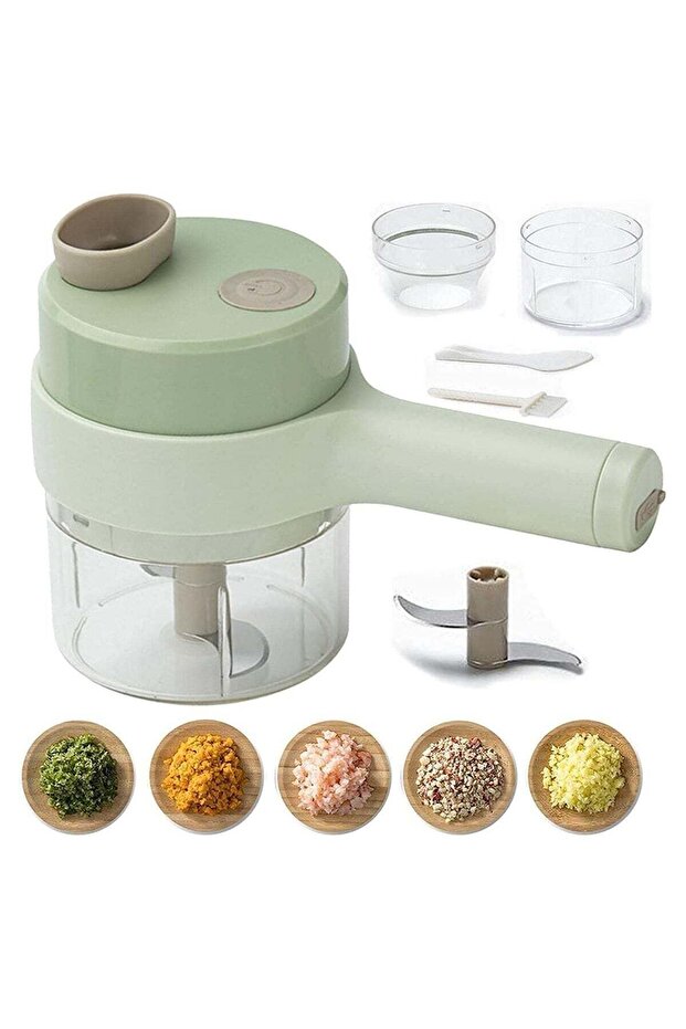 4 in 1 Handheld Electric Vegetable Cutter Set, Mini Wireless Garlic Mud Masher Chopper