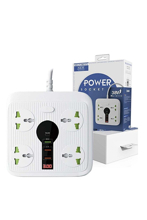 Power Strip Surge Protector with USB - Extension Cord Flat Plug with 4 AC Outlet and 3 USB 1 PD