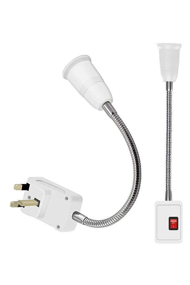 Lamp Bulbs Holder Converter Adapter UK Plug AC Power to E27 LED Bulbs Socket Adapter with On/Off Switch Universal Metal Extension Wall Lights Base