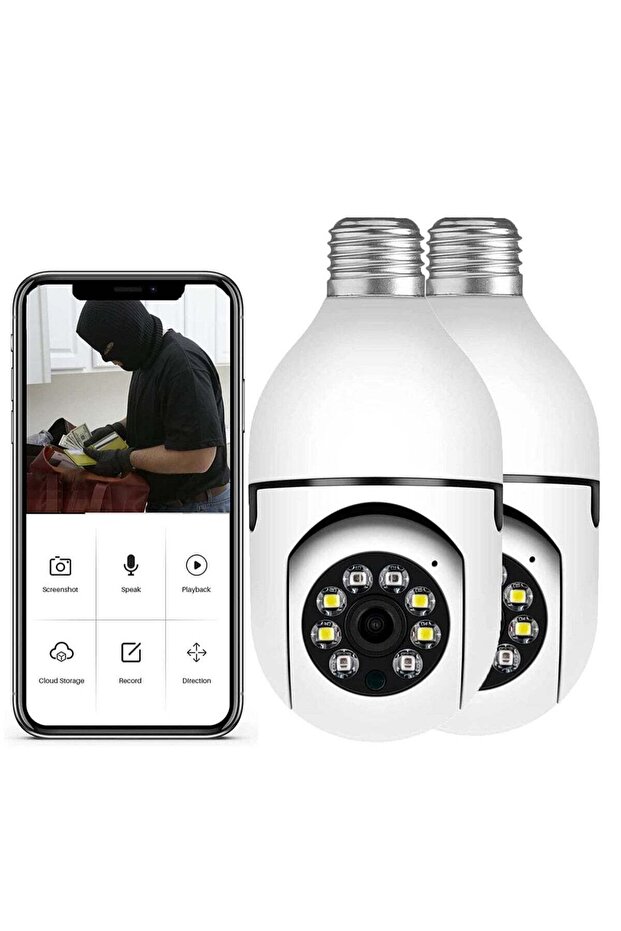 2Pcs Light Bulb Security Camera 2.4GHz & 5G WiFi Outdoor, 1080P E27 Light Socket Security Camera