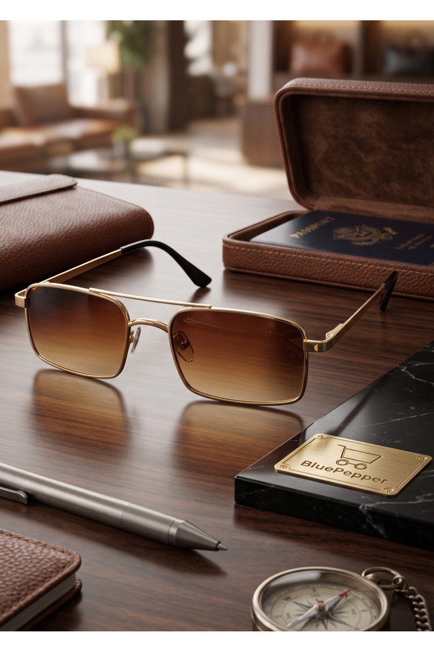 Rectangular Frame Metal Frame Unisex Model Masculine Style Day-Guaranteed Glasses New Model Stylish and Timeless Glasses 55 Ekartman