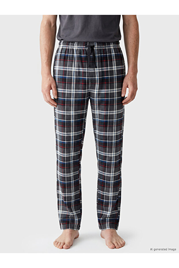 Esvab • Modern & Distinctive Standard Fit Checkered Embroidered Men's Pajama Bottoms