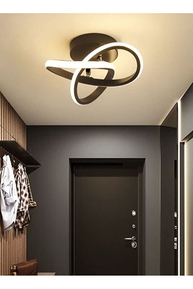 Hallway modern LED ceiling light, black flush mount, 3-color adjustable, creative design, 22W