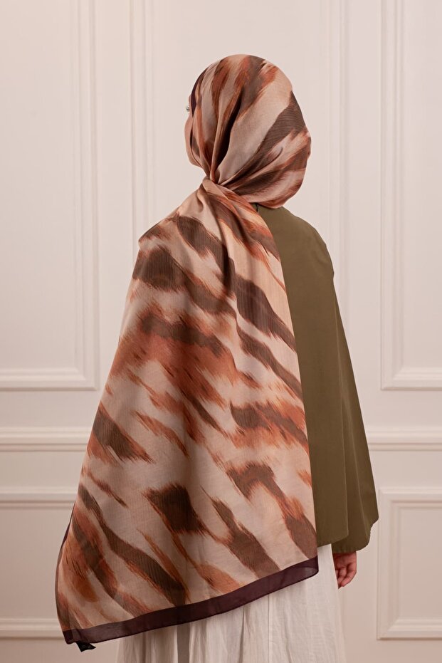 Stripe Patterned Soft Shawl Cinnamon - 7