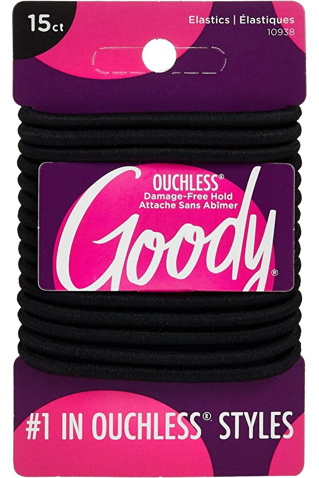 Ouchless Braided Elastics Black 15 Ct 1941215