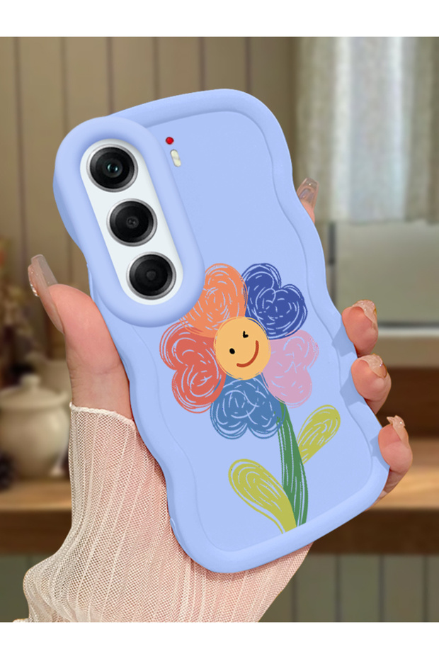 Tecno Camon 40 Compatible Case Camera Protector Blue Silicone Couple Phone Case Floral Pattern