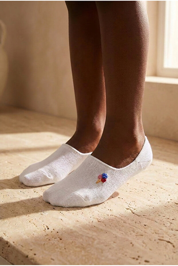 Children's Ice Cream Invisible Socks Ecru