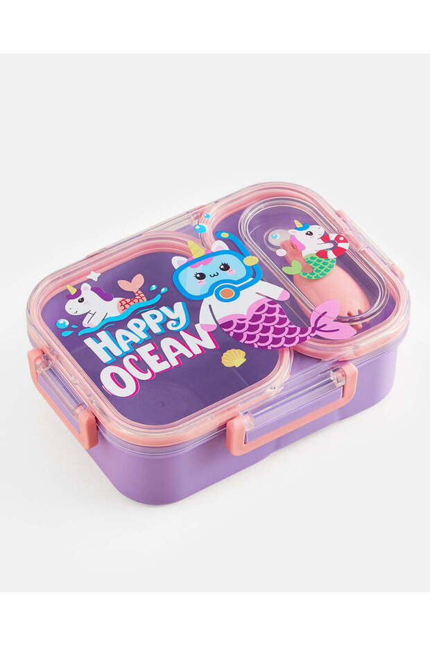 Purple Happy Ocean Print Bento Lunch Box