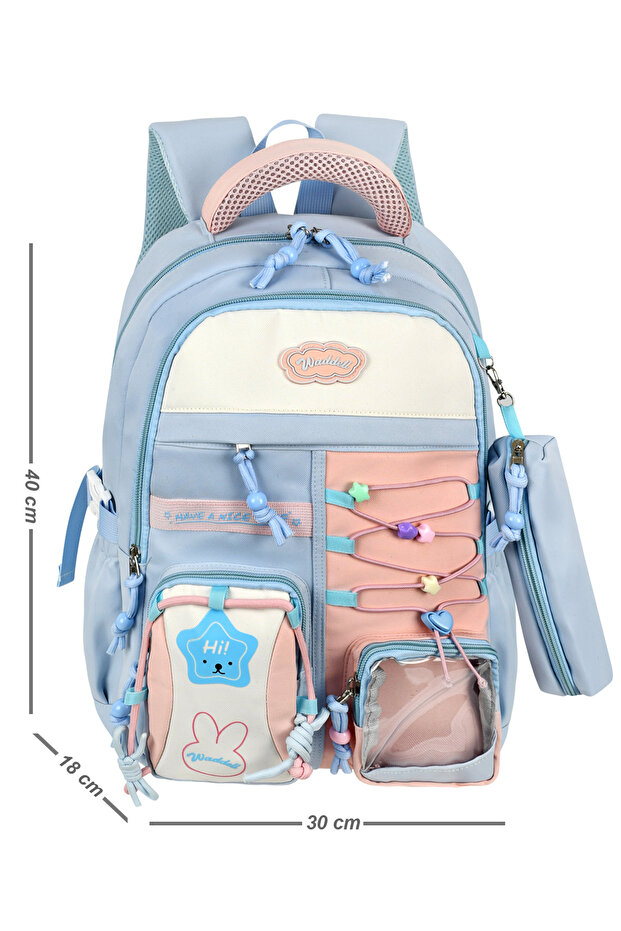 Waddell Imported Quality Waterproof Luxury Primary School Middle School Backpack with Pencil Case Gift-26902