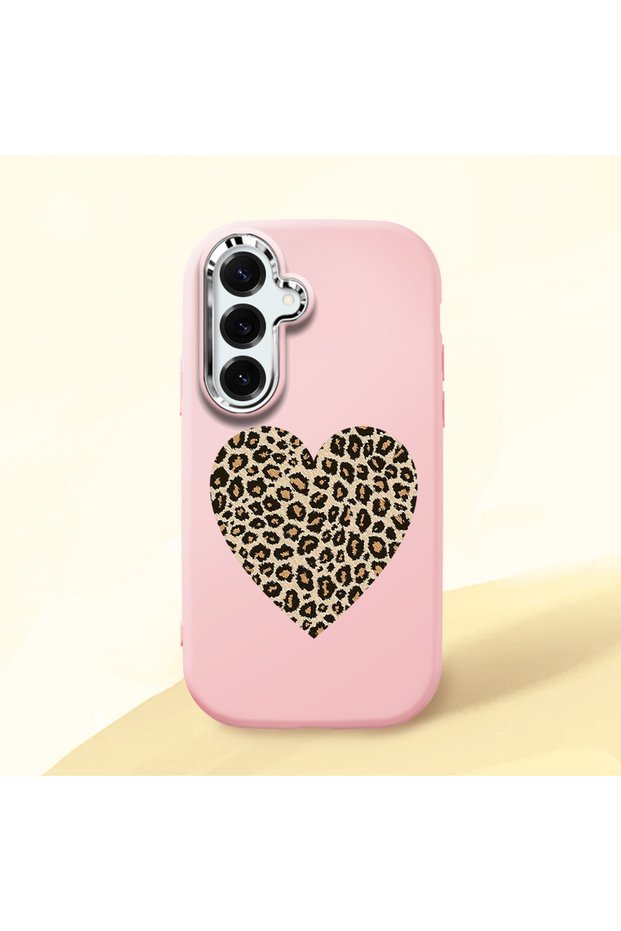 Samsung Galaxy S25 Plus Compatible Case Camera Protector Pink Silicone Couple Phone Case Heart Pattern