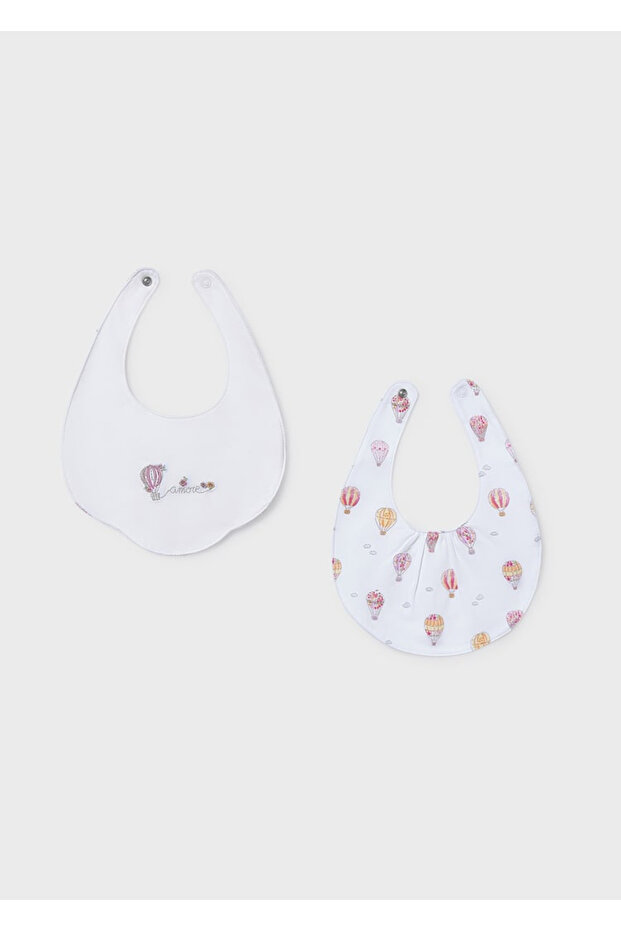 Baby Girl 2-Piece Bib Set White 9077