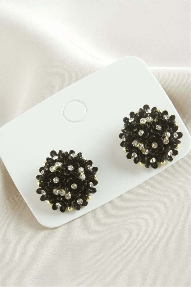 Flower Stone Plastic Earrings