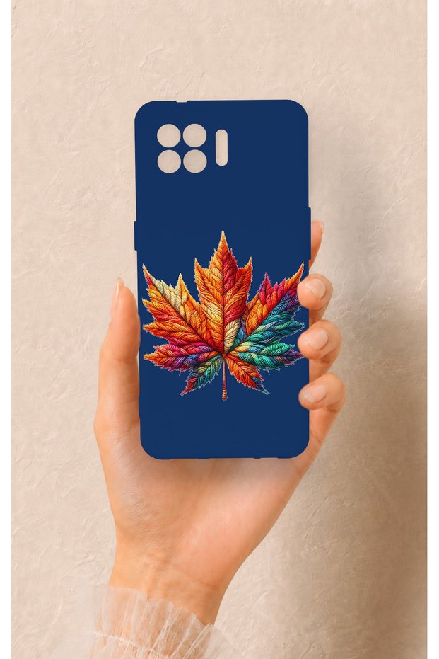 Oppo Reno 4 Lite Compatible Colorful Leaf Pattern Silicone Case
