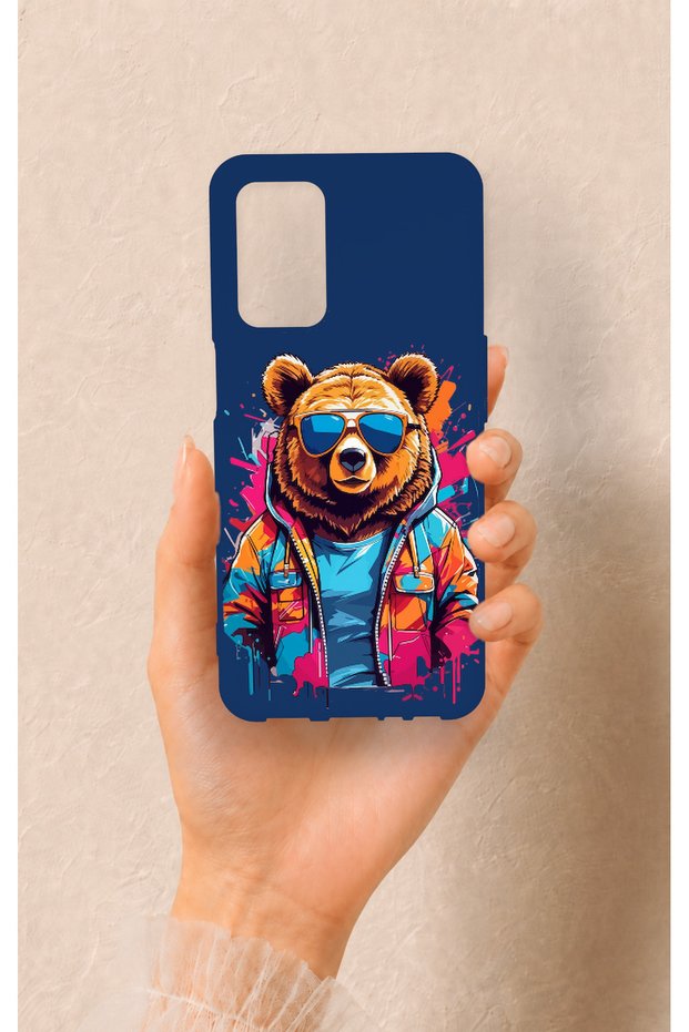 Oppo A55 Compatible Bear Patterned Silicone Case with Glasses