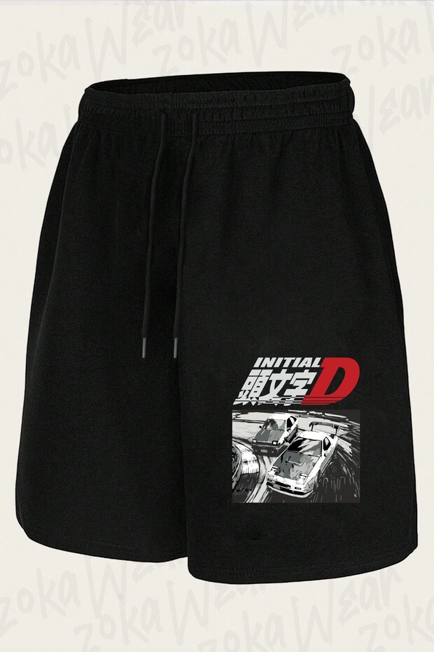 شورت مطبوع بتصميم Initial D Drift Racing Tandems للجنسين