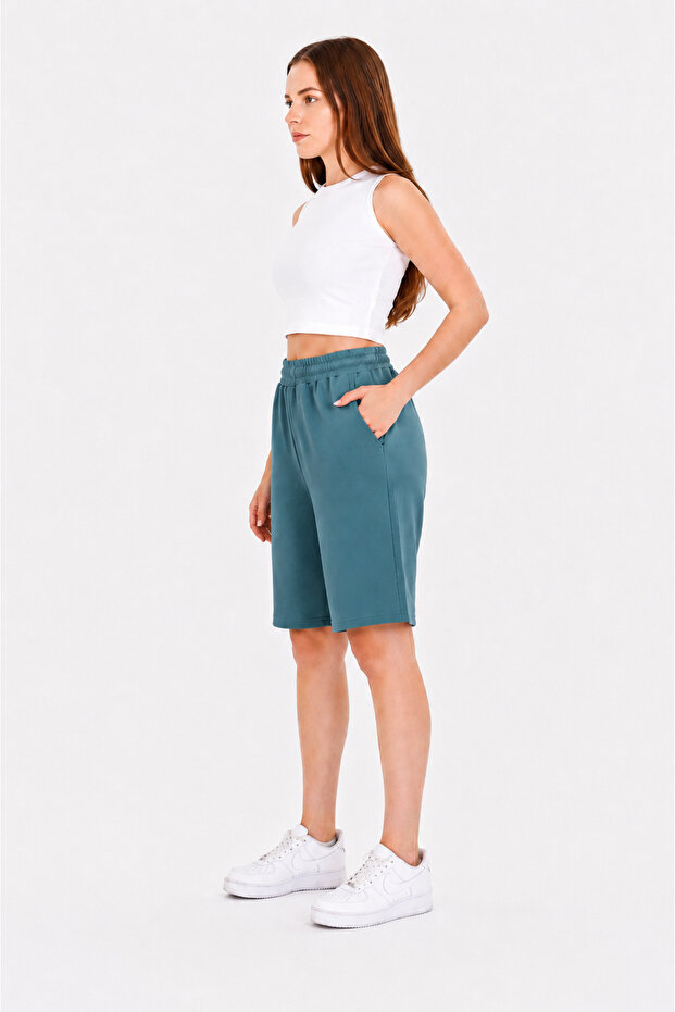 Women's Cotton Capri Petrol-7003